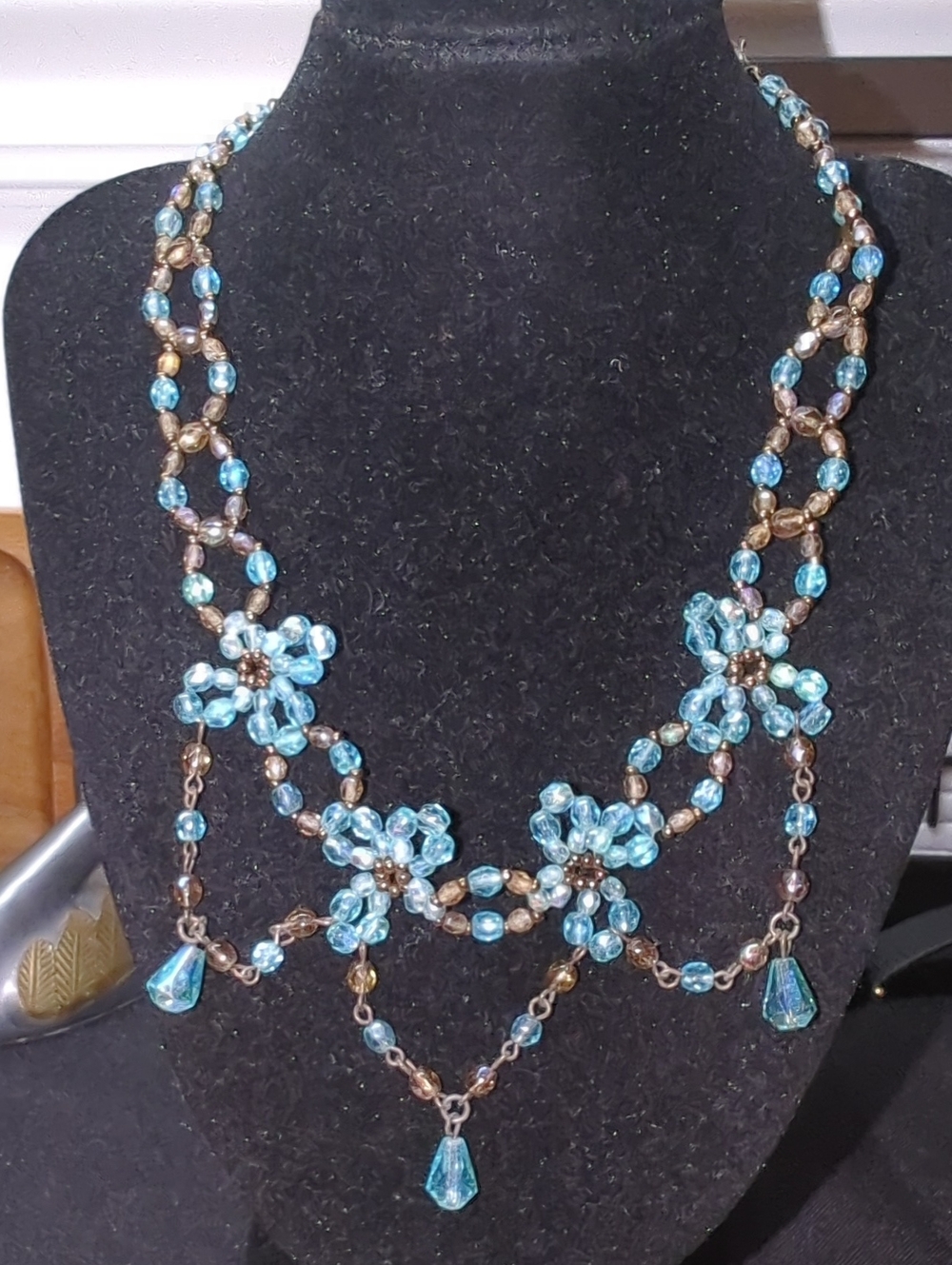 Blue Crystal Floral Necklace - Women Jewelry